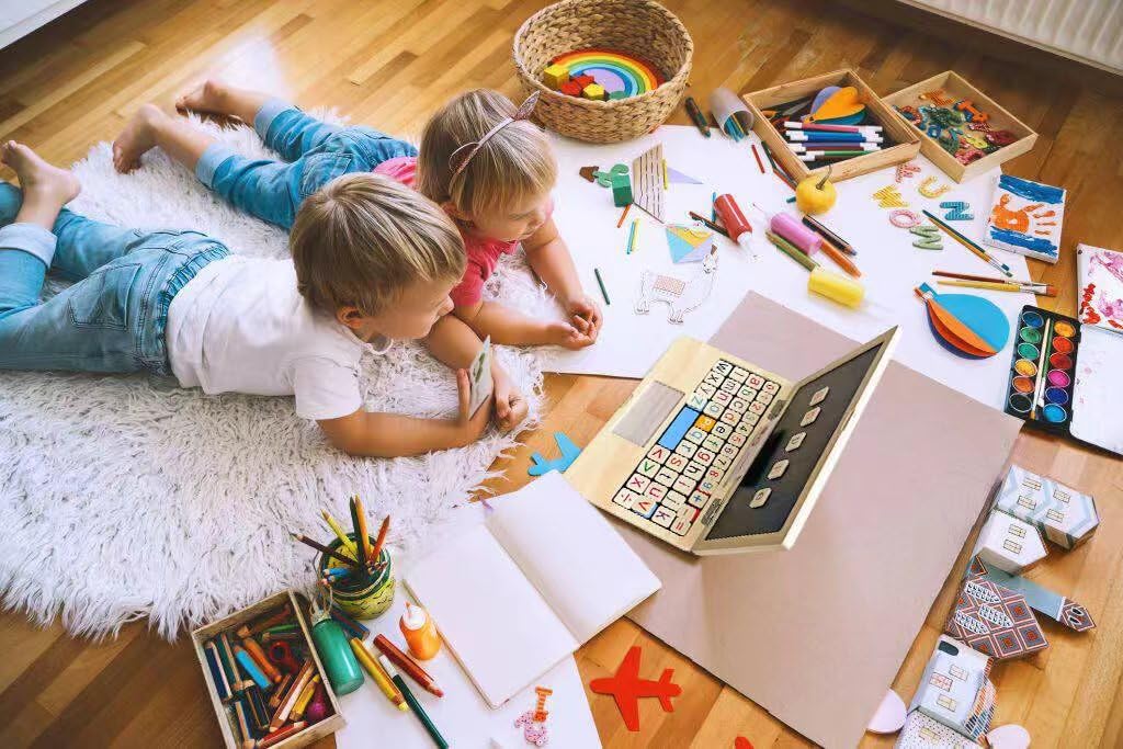Todller First Wooden Laptop - Montessori Play & Learn Set