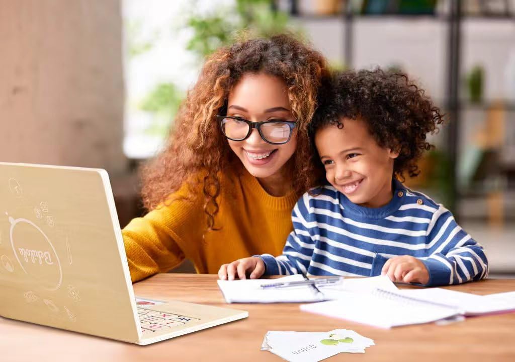 Todller First Wooden Laptop - Montessori Play & Learn Set