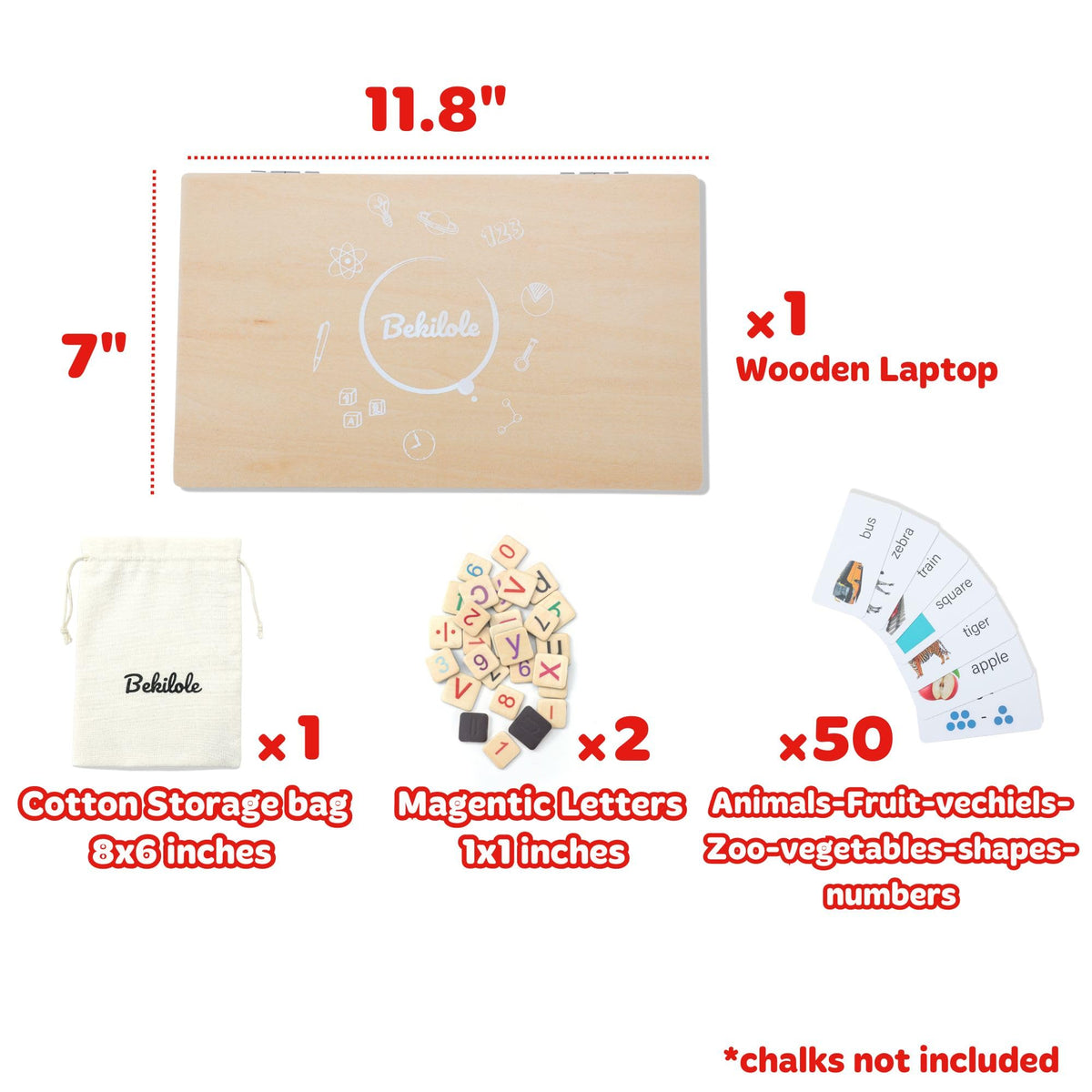 Todller First Wooden Laptop - Montessori Play & Learn Set