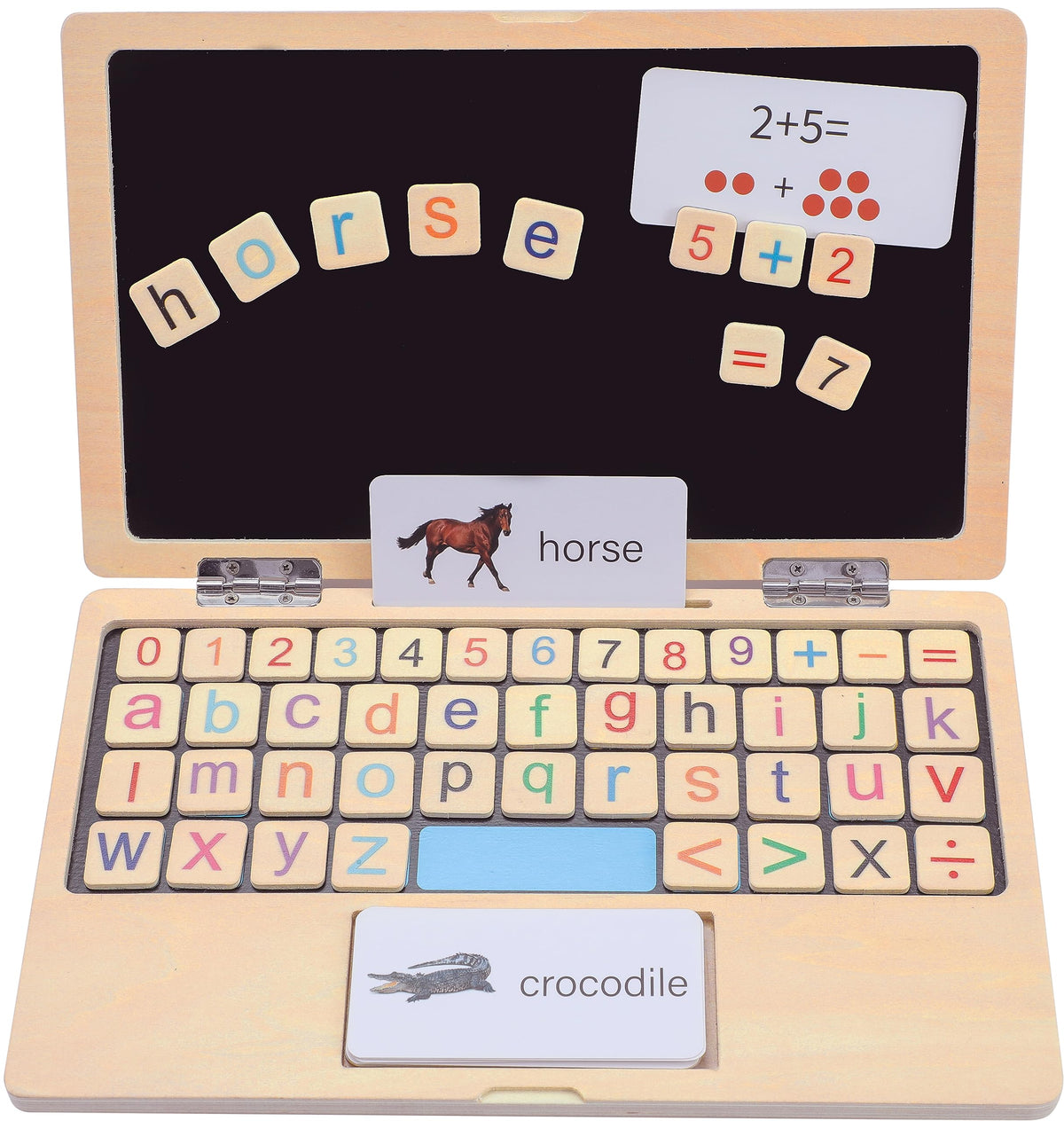 Todller First Wooden Laptop - Montessori Play & Learn Set