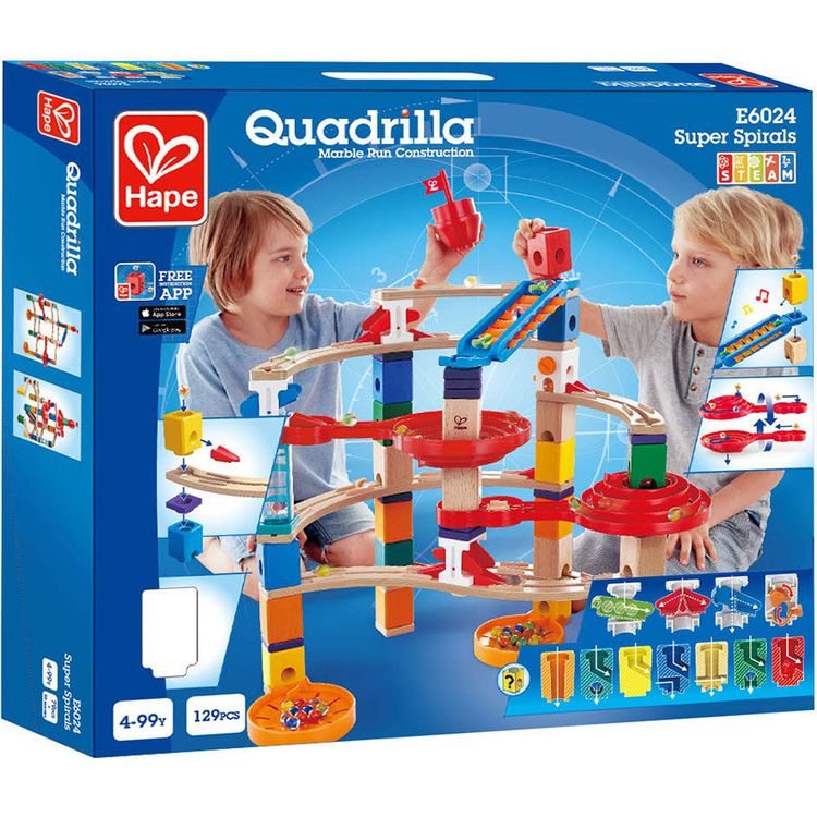Quadrilla Super Spirals Wooden Marble Run Blocks